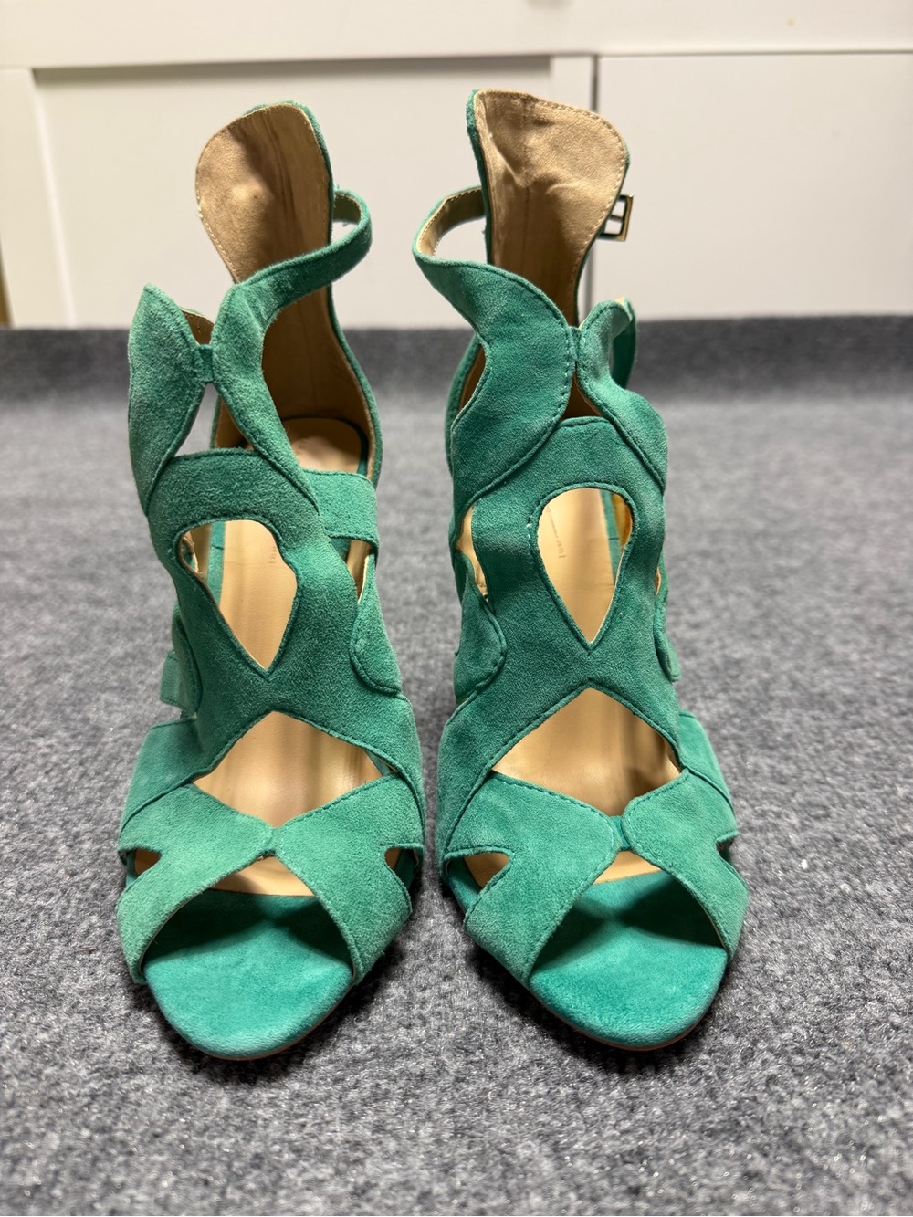 Zara Teal Suede Cutout Heel